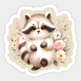 Funny Baby Raccoon Boho Babies A Watercolor Celebration Sticker